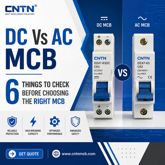 DC مقابل AC MCB: 6 أشياء يجب التحقق منها قبل اختيار MCB المناسب